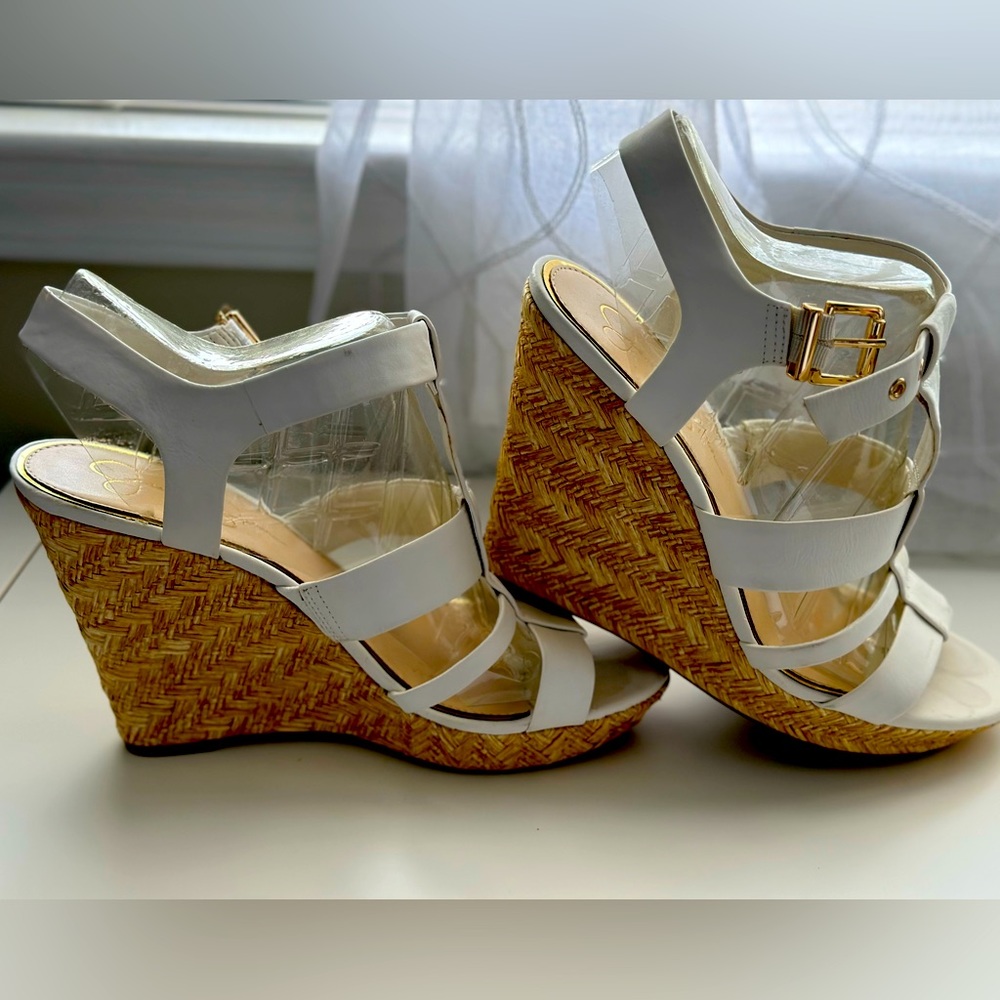 Women White & Gold Wedges ✨